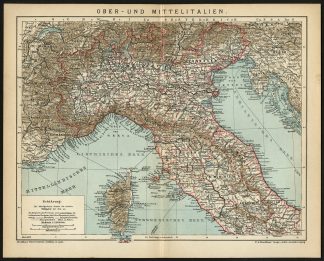 Antique Map-UPPER AND CENTRAL ITALY-Meyers-1895