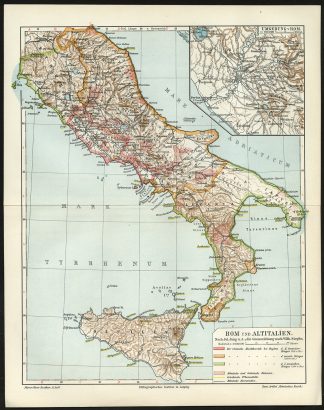 Antique Map-ITALY-EUROPE-ROME-HISTORY-Meyers-1895
