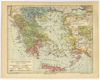 Antique Map-GREECE-ATHENA-HISTORY-EUROPE-Meyers-1895