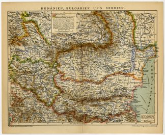 Antique Map-RUMENIA-BULGARIA-SERBIA-EUROPE-MOLDOVA-Oosthoek-1895