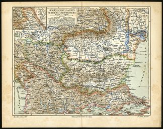 Antique Map-RUMENIA-BULGARIA-SERBIA-EUROPE-Meyers-1895