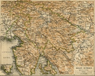 Antique Map-KRAIN-ISTRIA-ITALY-CROATIA-Meyers-1895