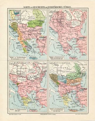 Antique Map-EUROPEAN TURKEY-HISTORY-EUROPE-Meyers-1895