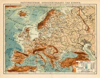 Antique Map-EUROPE-ELEVATION-HIGHTS-DEPTHS-Meyers-1895