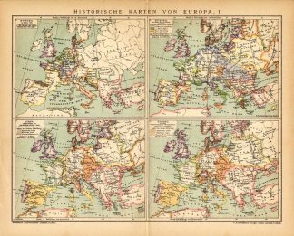 Antique Map-EUROPE-HISTORY-Meyers-1895