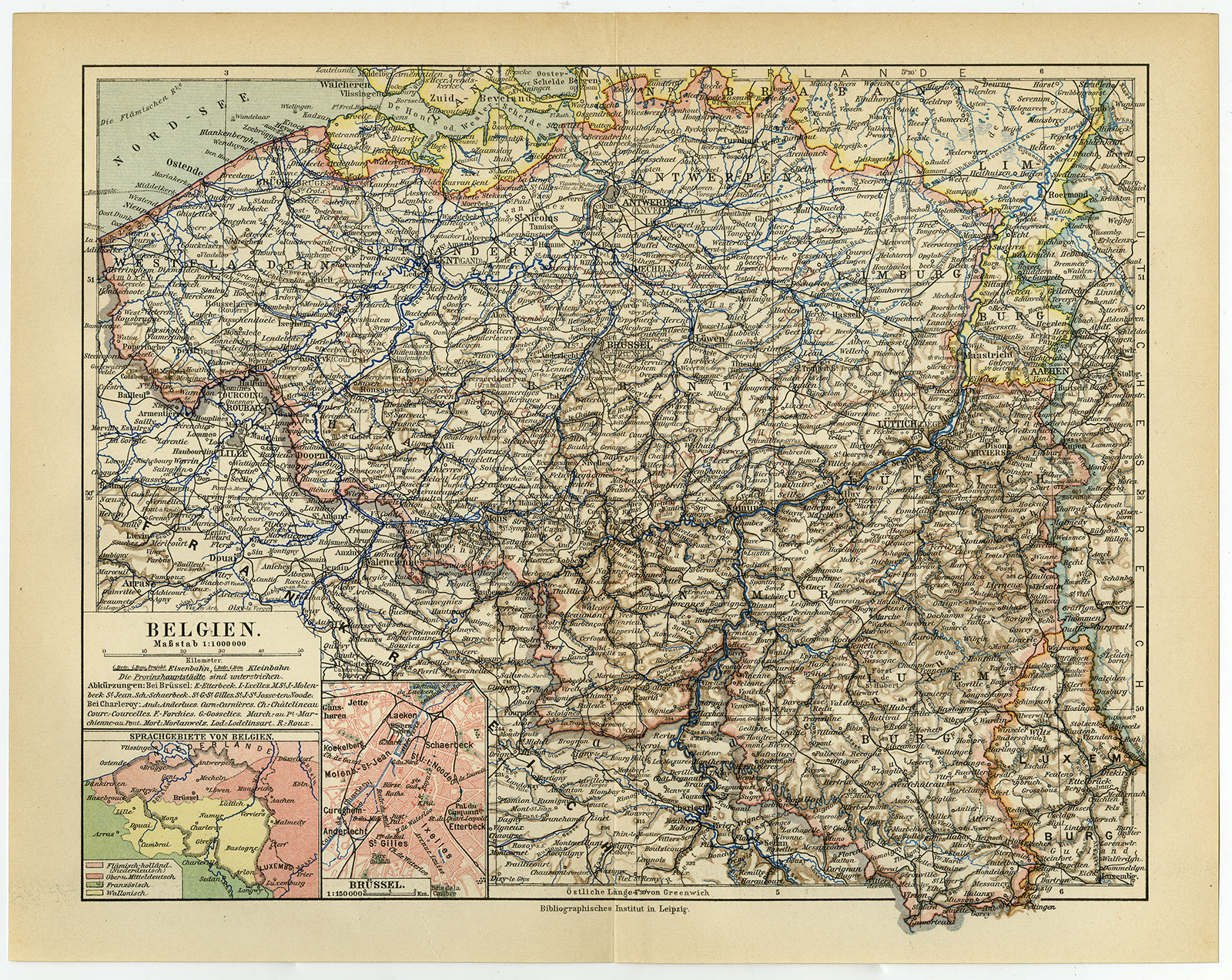 Bb06265 2 416x331 Antique Map-BELGIUM-LUXEMBOURG-EUROPE-Meyers-1895 - Image 2