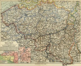 Antique Map-BELGIUM-LUXEMBOURG-EUROPE-Meyers-1895