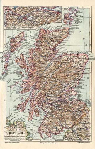 Antique Map-SCOTLAND-GREAT BRITAIN-Meyers-1895