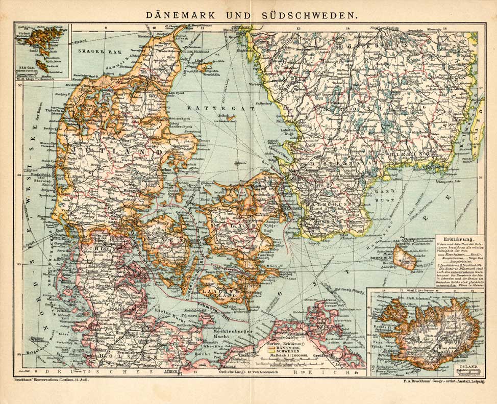 Bb06283 416x338 Antique Map-ICELAND-DENMARK-SWEDEN-Meyers-1895