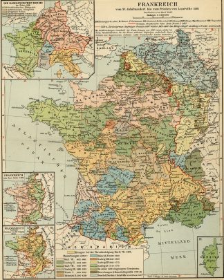 Antique Map-FRANCE-HISTORY-Meyers-1895