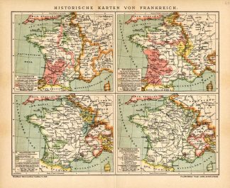 Antique Map-FRANCE-HISTORY-EUROPE-Meyers-1895