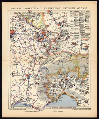 Antique Map-FRANCE-EAST-HISTORY-MILITARY-Brockhaus-1893