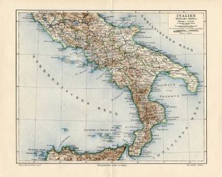 Antique Map-SOUTHERN ITALY-EUROPE-Meyers-1895