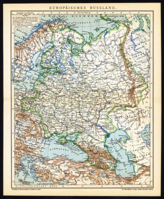 Antique Map-EUROPEAN RUSSIA-EUROPE-Meyers-1895