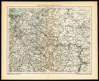 Antique Map-CENTRAL RUSSIA-RUSSIAN EMPIRE-Brockhaus-1895