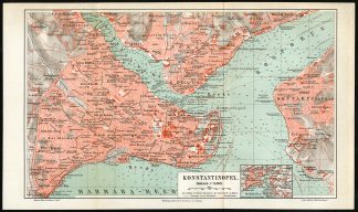 Antique Plan-ISTANBUL-CONSTANTINOPLE-TURKEY-Meyers-1885