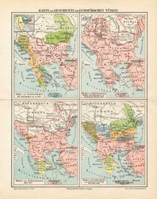 Antique Map-EUROPEAN TURKEY-HISTORY-Meyers-1895