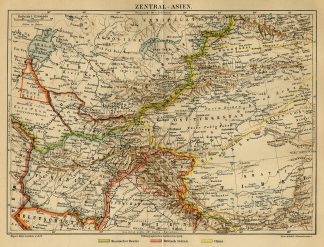Antique Map-CENTRAL ASIA-RUSSIA-TIBET-Meyers-1885