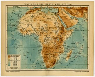 Antique Map-AFRICA-PHYSICS-MADAGASCAR-Brockhaus-1895