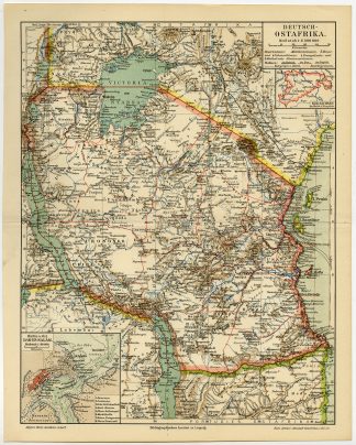 Antique Map-GERMAN EAST AFRICA-TANZANIA-Meyers-1895