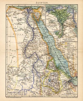 Antique Map-EGYPT-AFRICA-NILE DELTA-Meyers-1895