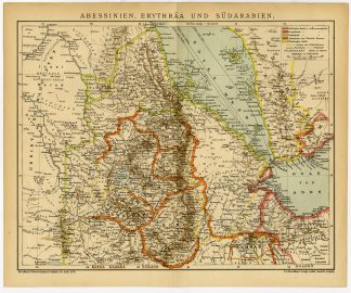 Antique Map-AFRICA-ARABIA-ERITREA-ETHIOPIA-Brockhaus-1894