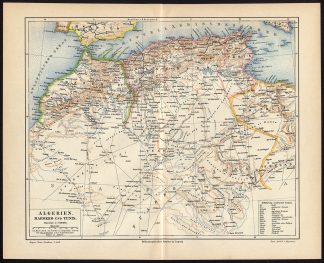 Antique Map-MOROCCO-ALGERIA-TUNESIA-AFRICA-Meyers-1895