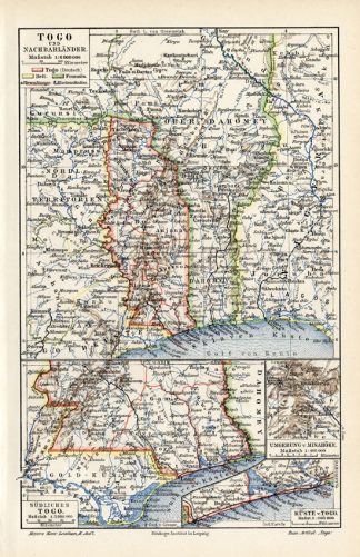 Antique Map-CAMEROON-TOGO-DAHOMEY-NIGERIA-Meyers-1895