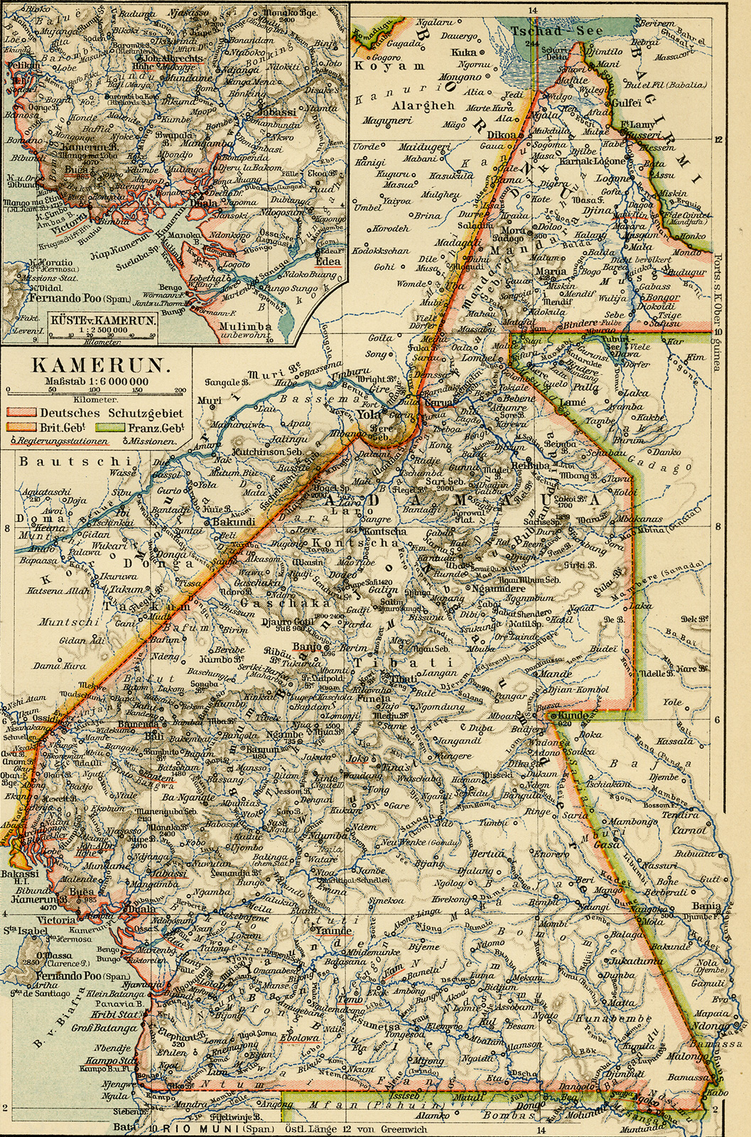 , Antique Map-CAMEROON-AFRICA-COAST-Meyers-1902, Pictura Antique Prints