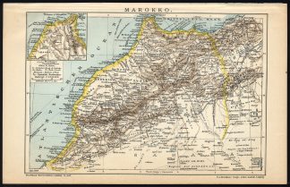 Antique Map-MOROCCO-SAHARA-AFRICA-Brockhaus-1893