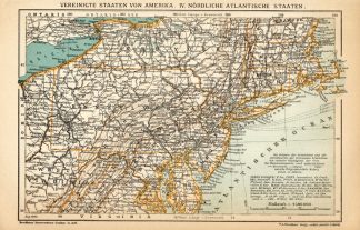 Antique Map-AMERICA-USA-NEW YORK-MARYLAND-Meyers-1895