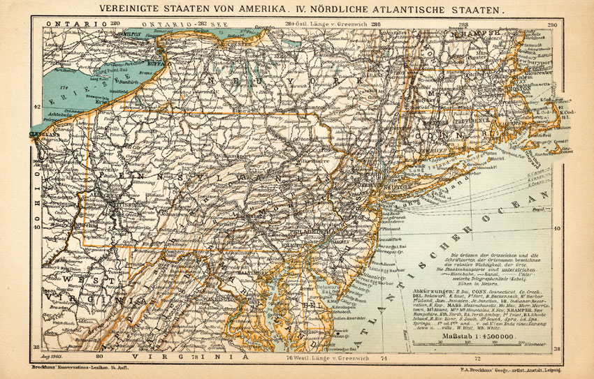 Bb06410 416x266 Antique Map-AMERICA-USA-NEW YORK-MARYLAND-Meyers-1895
