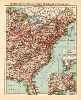 Antique Map-NORTH AMERICA-USA-FLORIDA-MAINE-Meyers-1895
