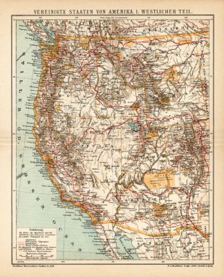 Antique Map-NORTH AMERICA-USA-CALIFORNIA-Meyers-1895
