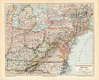 Antique Map-NORTH AMERICA-USA-STATES-UNION-Meyers-1895