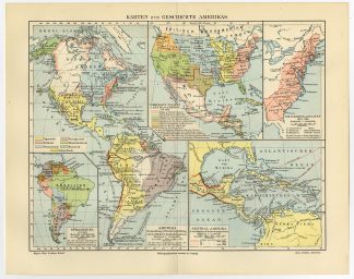 Antique Map-NORTH AMERICA-USA-SOUTH AMERICA-Meyers-1895