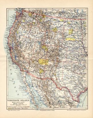 Antique Map-USA-CALIFORNIA-ARIZONA-NEVADA-Meyers-1895