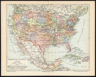 Antique Map-USA-NORTH AMERICA-MEXICO-Meyers-1902