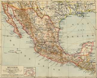 Antique Map-MEXICO-CENTRAL AMERICA-Meyers-1895
