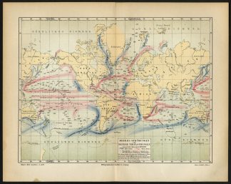Antique Map-WORLD SEAS-OCEAN-CURRENTS-GULF STREAM-Meyers-1895