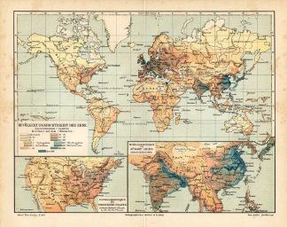 Antique Map-POPULATION-WORLD-Meyers-1895