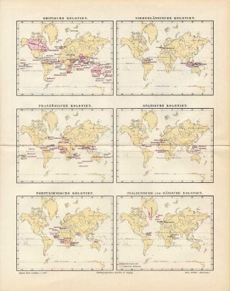 Antique Map-WORLD MAP-COLONIES-COLONY-Meyers-1895