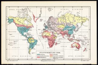 Antique Map-WORLD MAP-FORMS OF GOVERNMENT-Meyers-1895