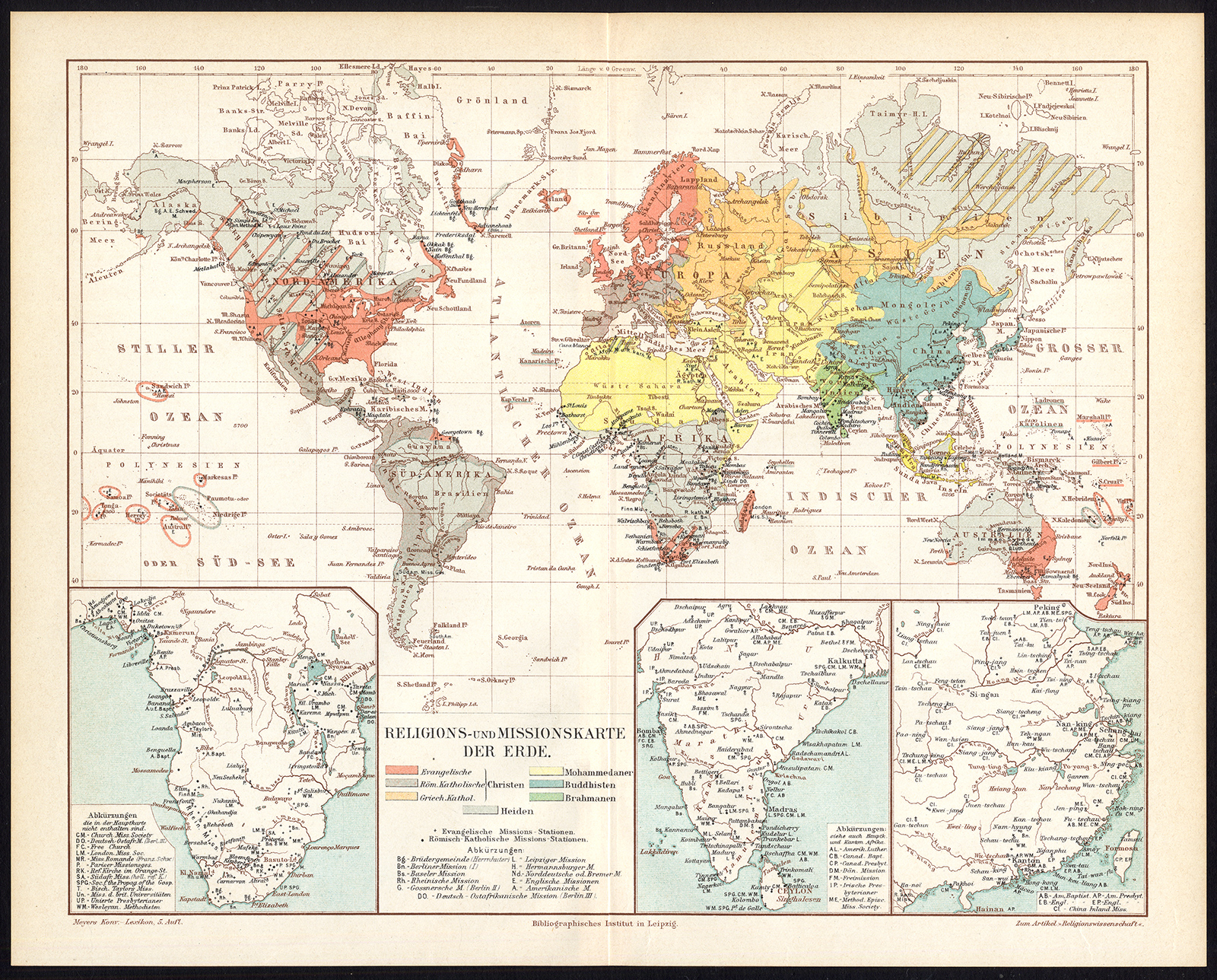 Bb06470 4 416x335 Antique Map-WORLD MAP-RELIGION-MISSION-Meyers-1895