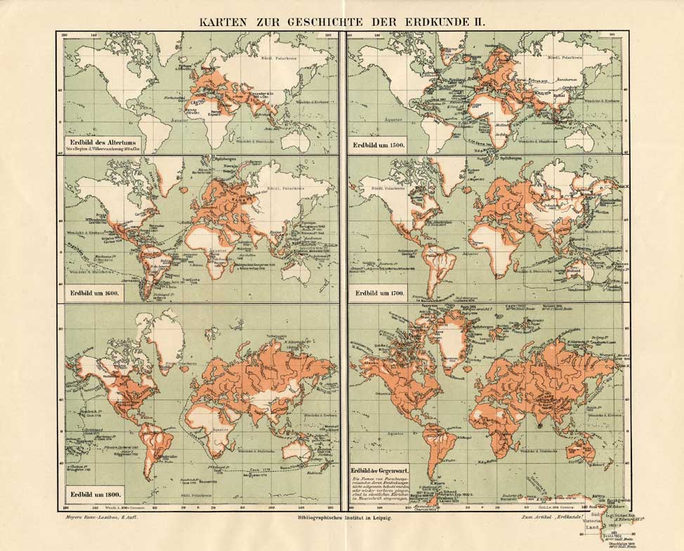 , Antique Map-MAPS-MAP MAKING-EARTH VIEWS-Meyers-1895, Pictura Antique Prints