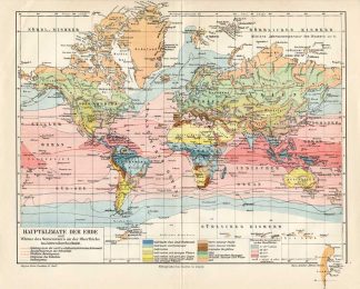 Antique Map-CLIMATE ZONE-WORLD MAP-Meyers-1895