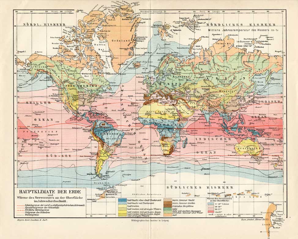 Bb06500 416x334 Antique Map-CLIMATE ZONE-WORLD MAP-Meyers-1895