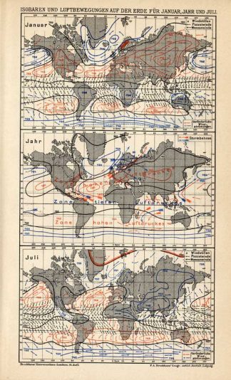 Antique Map-CONTOUR LINES-WORLD MAP-Meyers-1895