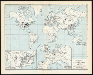 Antique Map-WORLD MAP-MINERALS-Meyers-1895