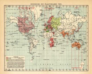Antique Map-WORLD MAP-TIME ZONES-Meyers-1895